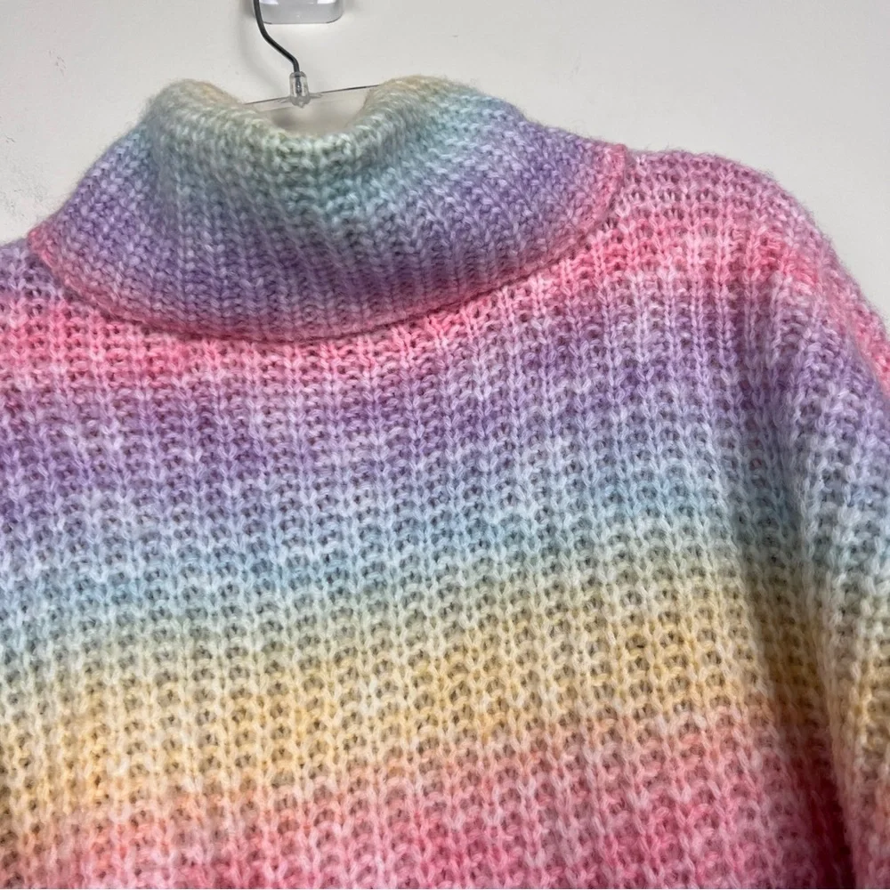 Anthropologie Line + Dot Rainbow Ombré Knit Turtleneck Sweater - Picture 5 of 9